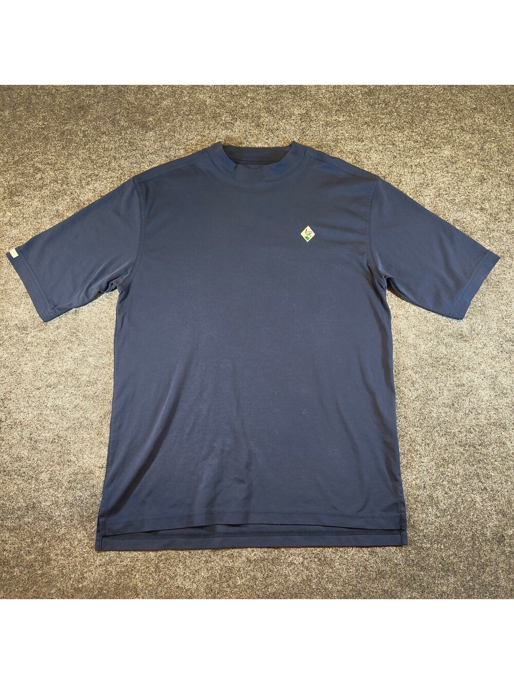 Vintage Tehama Clint Eastwood Golf Mock Neck Shirt Medium Blue Ostrich Logo